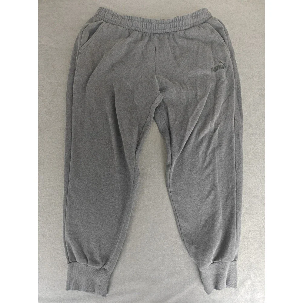 Puma Men's XXL Gray Fleece Jogger Sweatpants Elastic Waist Logo Pockets